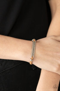 brown,inspirational,pull-tie,silver,To Live, To Learn, To Love - Brown Bracelet
