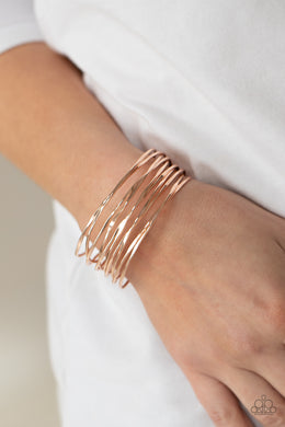 Nerves of Steel - Rose Gold Cuff Bracelet Paparazzi Accessories