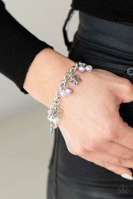 Retreat into Romance - Purple Pearl Charm Bracelet Paparazzi Accessories