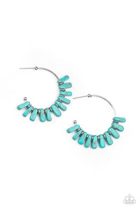 crackle stone,hoops,turquoise,Poshly Primitive - Blue Hoop Earrings