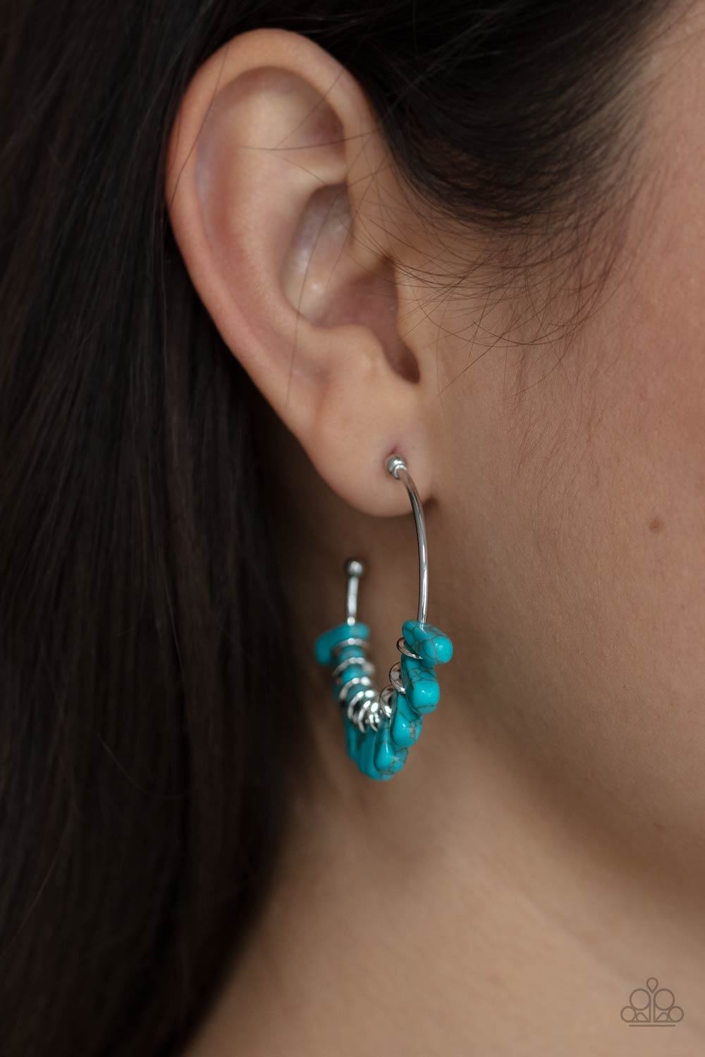 Poshly Primitive - Blue Hoop Earrings Paparazzi Accessories