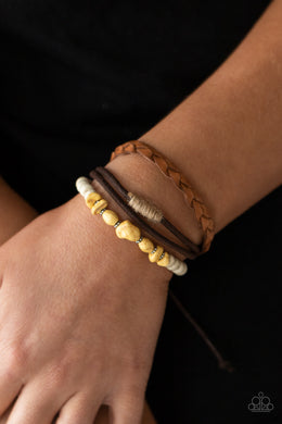 Far Out Wayfair - Yellow Stone Pull-Tie Bracelet Paparazzi Accessories