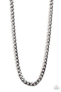 gunmetal,long necklace,Knockout Champ - Black Gunmetal Necklace