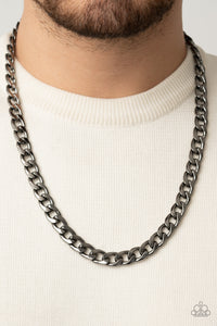 gunmetal,long necklace,Knockout Champ - Black Gunmetal Necklace