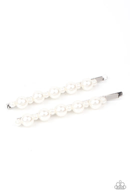 Put A Pin In It - White Pearl Hair Accessory Paparazzi Accessories