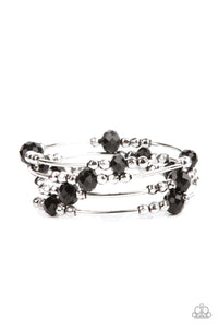 black,coil,silver,Showy Shimmer - Black Bracelet