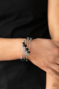 black,coil,silver,Showy Shimmer - Black Bracelet