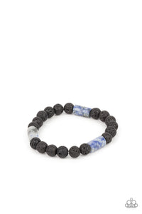 black,blue,lava,stretchy,urban,Earthy Energy - Blue Lava Bead Stretchy Bracelet