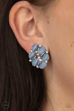 Row, Row, Row Your YACHT - Blue  Cat's Eye Clip-On Earrings Paparazzi Accessories