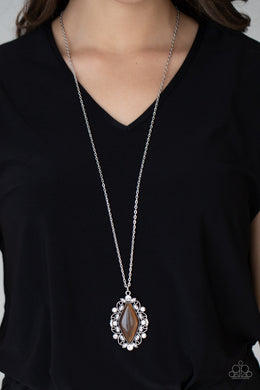 Exquisitely Enchanted - Brown Cat's Eye Necklace Paparazzi Accessories