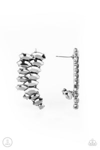 Ear Crawler,hematite,rhinestones,Explosive Elegance - Silver Rhinestone Earrings