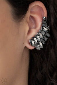 Ear Crawler,hematite,rhinestones,Explosive Elegance - Silver Rhinestone Earrings