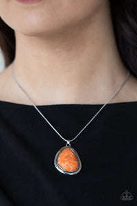 crackle stone,long necklace,orange,Canyon Oasis - Orange Stone Necklace