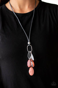 leather,long necklace,orange,Fundamentally Flirtatious - Orange Necklace