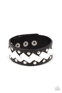 black,leather,snap,wrap,LACES Loaded - Black Bracelet