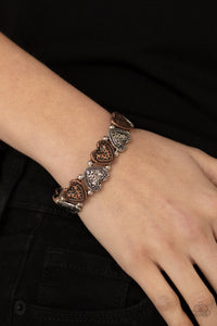 copper,hearts,stretchy,Rustic Heartthrob - Multi Bracelet