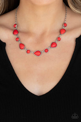 Heavenly Teardrops - Red Stone Necklace Paparazzi Accessories