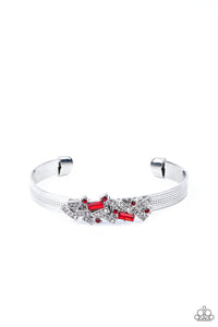 Cuff,red,rhinestones,A Chic Clique - Red Rhinestone Cuff Bracelet