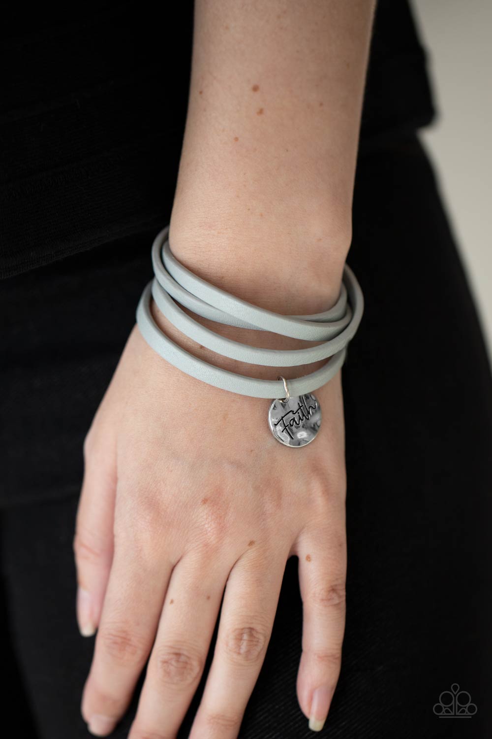 Wonderfully Worded - Silver Leather Wrap Bracelet Paparazzi Accessories