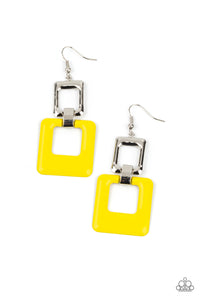 fishhook,silver,yellow,Twice As Nice - Yellow Earrings