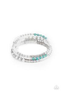 coil,crackle stone,seed bead,turquoise,white,Infinitely Dreamy - White Seed Bead Coil Bracelet