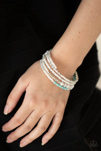 coil,crackle stone,seed bead,turquoise,white,Infinitely Dreamy - White Seed Bead Coil Bracelet