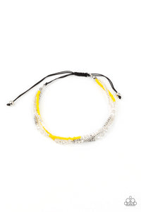 pull-tie,seed bead,urban,yellow,BEAD Me Up, Scotty! - Yellow Seed Bead Pull-Tie Bracelet