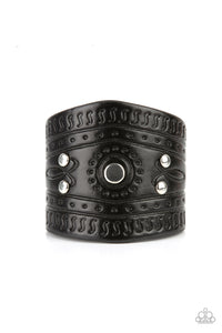 black,leather,snap,urban,wrap,Orange County - Black Leather Urban Bracelet