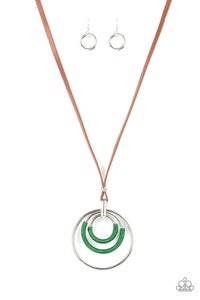 green,leather,long necklace,urban,Hypnotic Happenings - Green Necklace