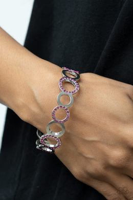 Future, Past, and POLISHED - Pink Rhinestone Bangle Bracelet Paparazzi Accessories