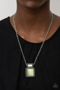 cat's eye,green,short necklace,Ethereally Elemental - Green Cat's Eye Necklace