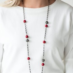 gunmetal,red,Fashion Fad Red Necklace