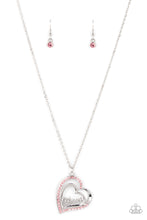 Load image into Gallery viewer, A Mothers Heart - Pink Rhinestone Heart Necklace Paparazzi Accessories