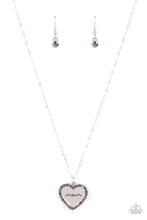 Load image into Gallery viewer, The Real Boss - Silver &quot;Mom&quot; Rhinestone Heart Necklace Paparazzi Accessories