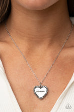 Load image into Gallery viewer, The Real Boss - Silver &quot;Mom&quot; Rhinestone Heart Necklace Paparazzi Accessories