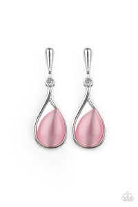 cat's eye,pink,post,Pampered Glow Up - Pink Cat's Eye Earrings