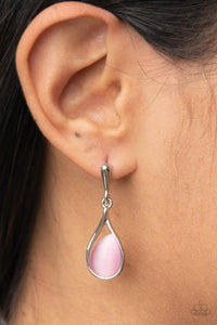 cat's eye,pink,post,Pampered Glow Up - Pink Cat's Eye Earrings