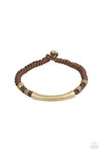 brass,brown,button closure,urban,Grounded in Grit - Brown Urban Bracelet