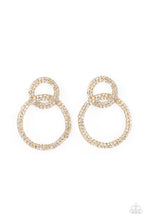 Load image into Gallery viewer, Intensely Icy - Gold Rhinestone Post Earrings Paparazzi Accessories