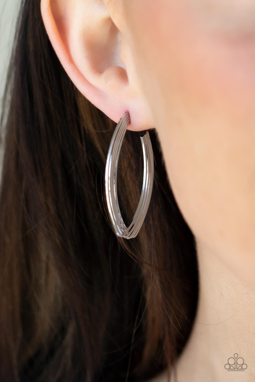 Industrial Illusion - Silver Hoop Earrings Paparazzi Accessories