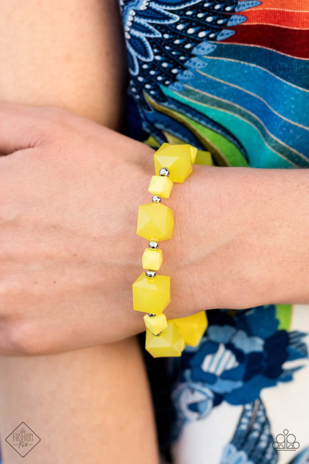 Trendsetting Tourist Yellow Stretchy Bracelet Paparazzi Accessories