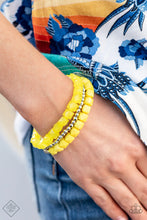 Load image into Gallery viewer, Vacy Vagabond Yellow Stretchy Bracelet Paparazzi Accessories