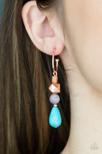 copper,fishhook,multi,purple,turquoise,Boulevard Stroll - Copper Hoop Earrings
