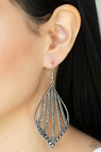 fishhook,hematite,rhinestones,silver,Showcase Sparkle - Silver Hematite Rhinestone Earrings