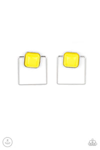 jacket,post,yellow,FLAIR and Square - Yellow Jacket Post Earrings