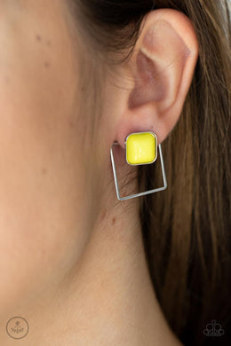 FLAIR and Square - Yellow Jacket Post Earrings Paparazzi Accessories