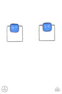 blue,jacket,post,FLAIR and Square - Blue Earrings