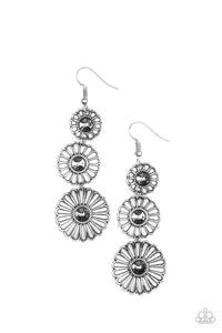 fishhook,floral,silver,Gazebo Garden - Silver Floral Earrings