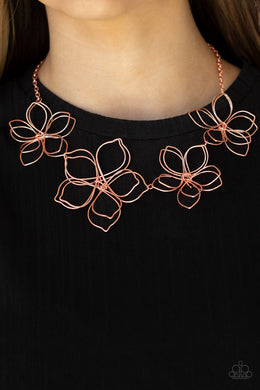 Flower Garden Fashionista - Copper Floral Necklace Paparazzi Accessories