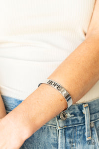 cuff,inspirational,silver,Hope Makes The World Go Round - Silver Bracelet